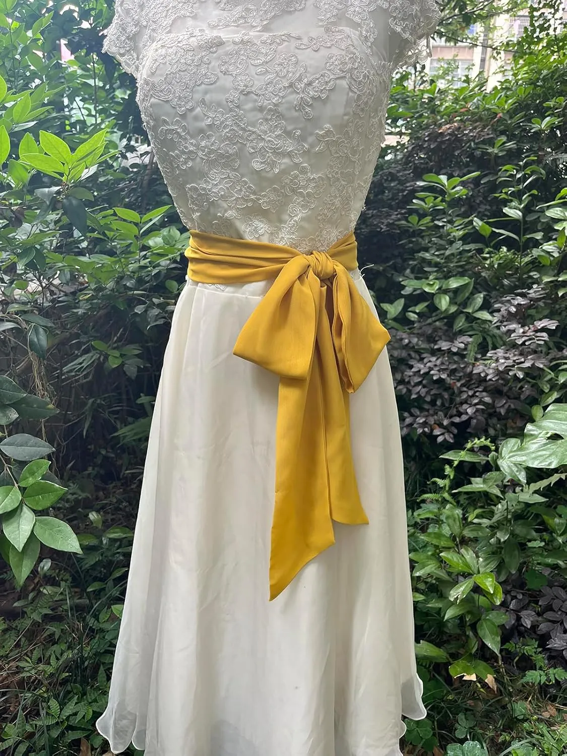 Women Chiffon Sash Corset Belt Waist Bow Tie belt 3.74" Wide for Bridal Wedding Special Occasion Dress