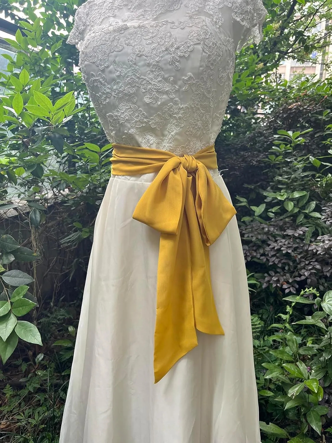 Women Chiffon Sash Corset Belt Waist Bow Tie belt 3.74" Wide for Bridal Wedding Special Occasion Dress