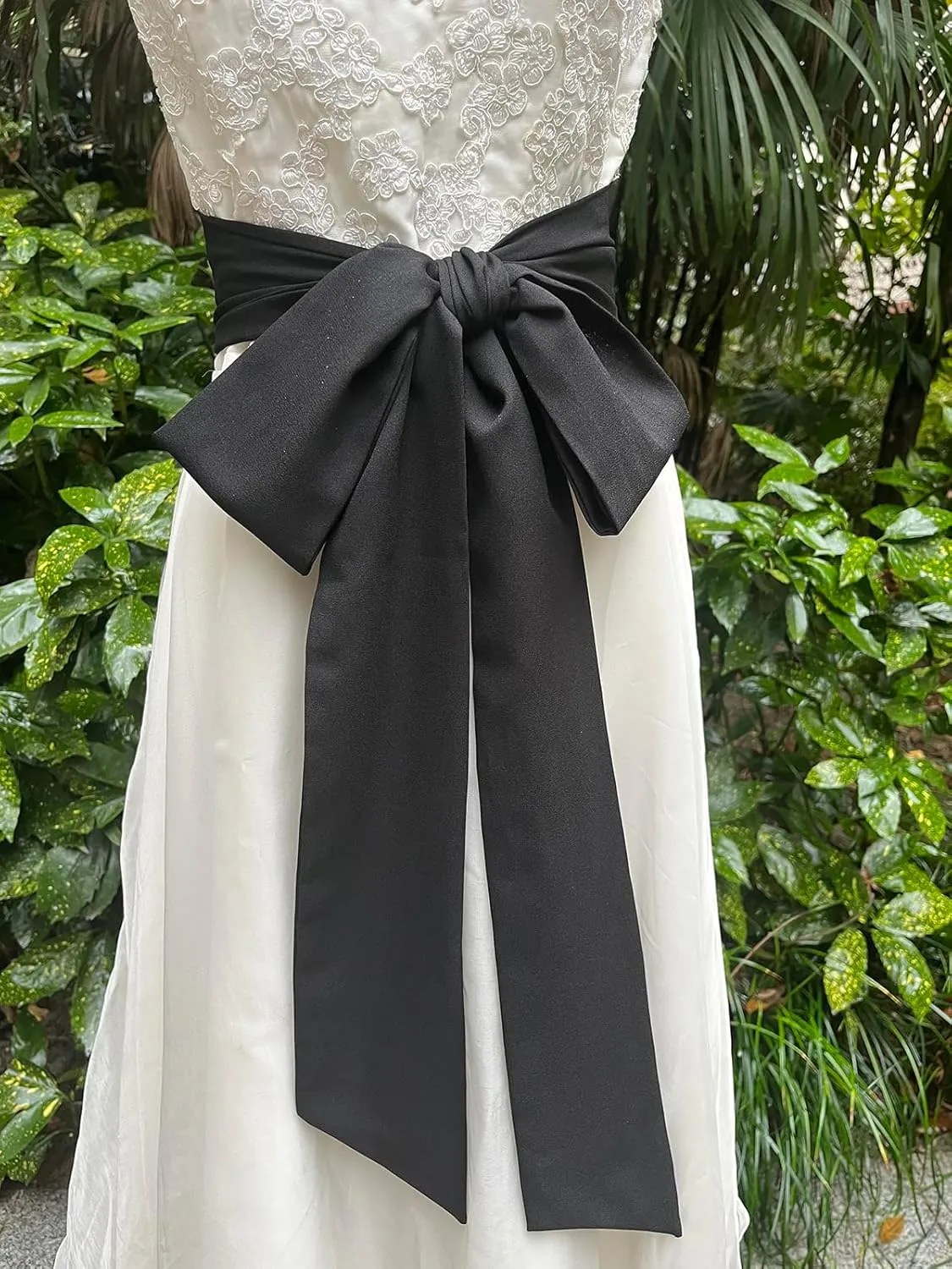 Women Chiffon Sash Corset Belt Waist Bow Tie belt 3.74" Wide for Bridal Wedding Special Occasion Dress