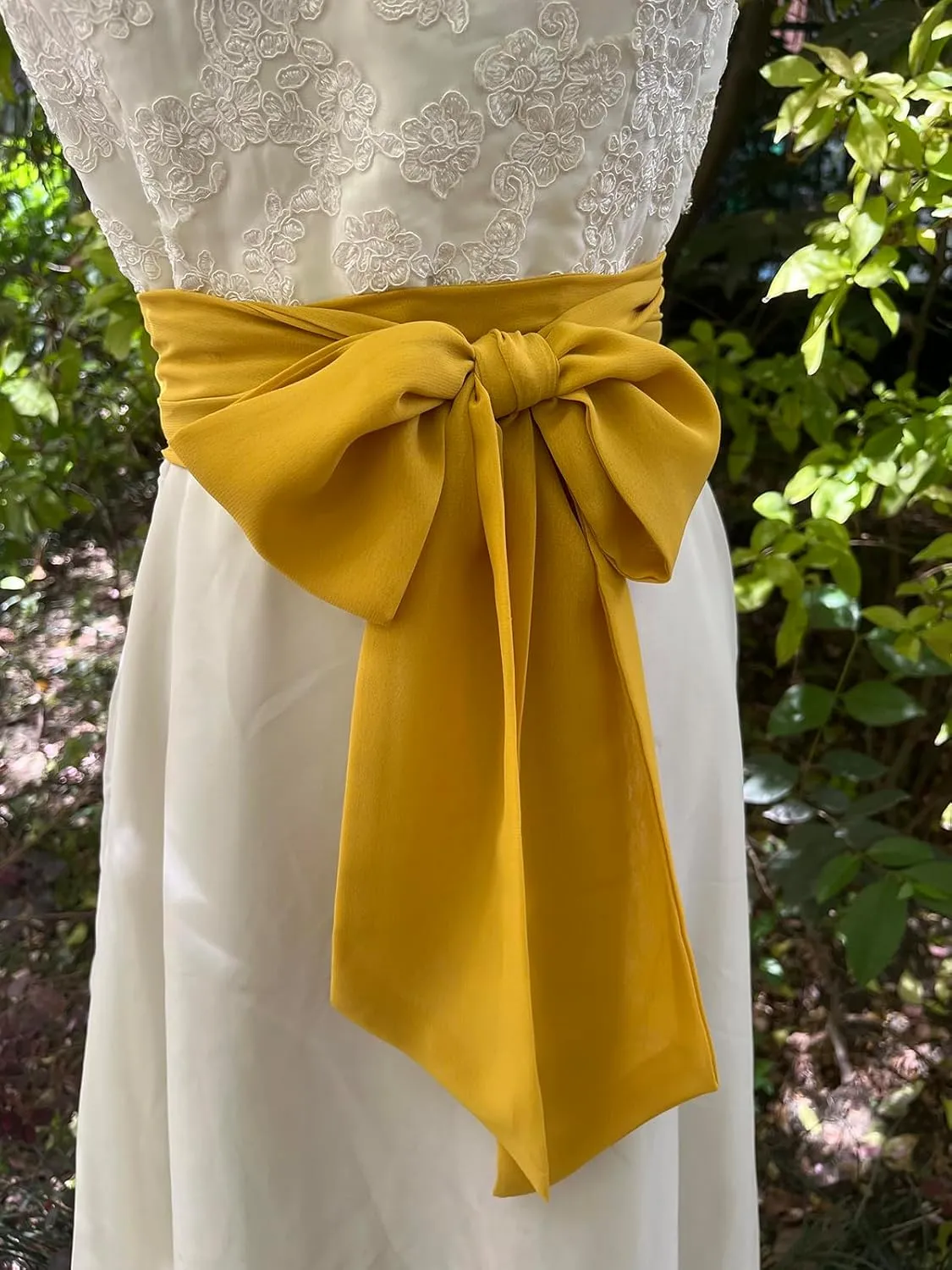 Women Chiffon Sash Corset Belt Waist Bow Tie belt 3.74" Wide for Bridal Wedding Special Occasion Dress