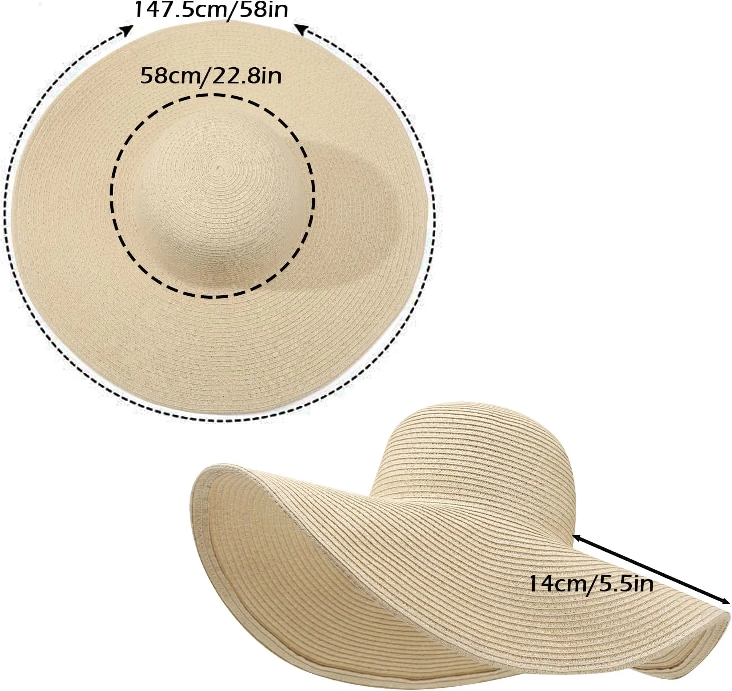 Women's Foldable Wide-Brimmed Beach Hat Summer Sun Beach Hat