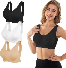 YADIFEN 3 Pack Womens Sports BrasWireless Comfortable Seamless Sleep Yoga Sports Bras for Women with Removable Pads