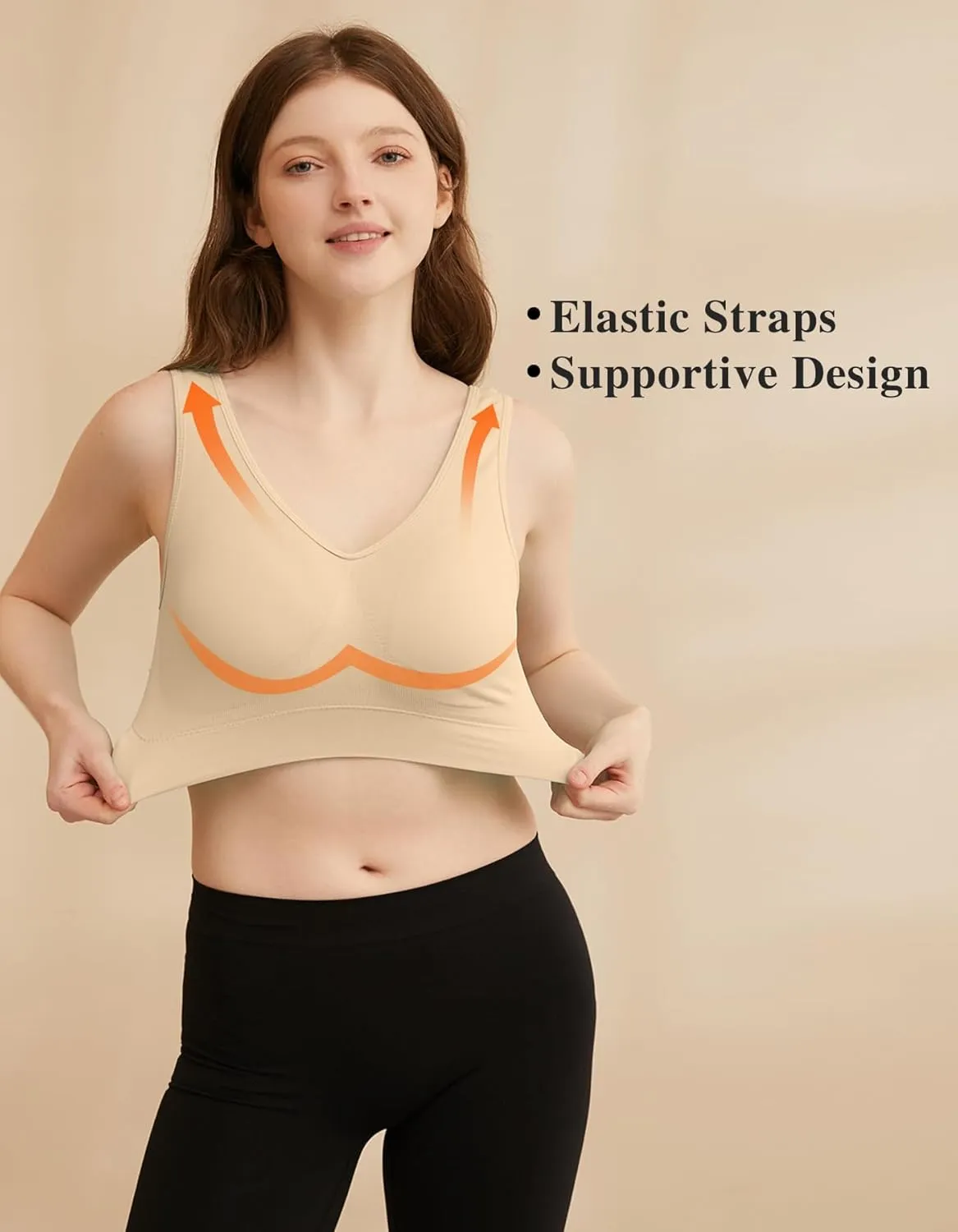 YADIFEN 3 Pack Womens Sports BrasWireless Comfortable Seamless Sleep Yoga Sports Bras for Women with Removable Pads