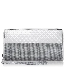 Zipper Wristlet Wallet Diamond Small, Silver